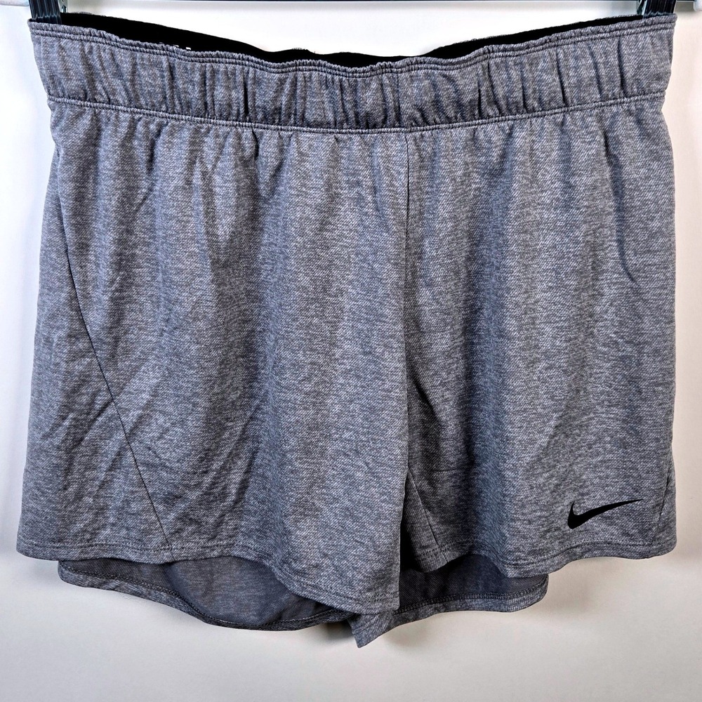 Nike Dri-FIT‎ Womens Heather Grey Athletic Shorts Size Small Fold-over Waistband